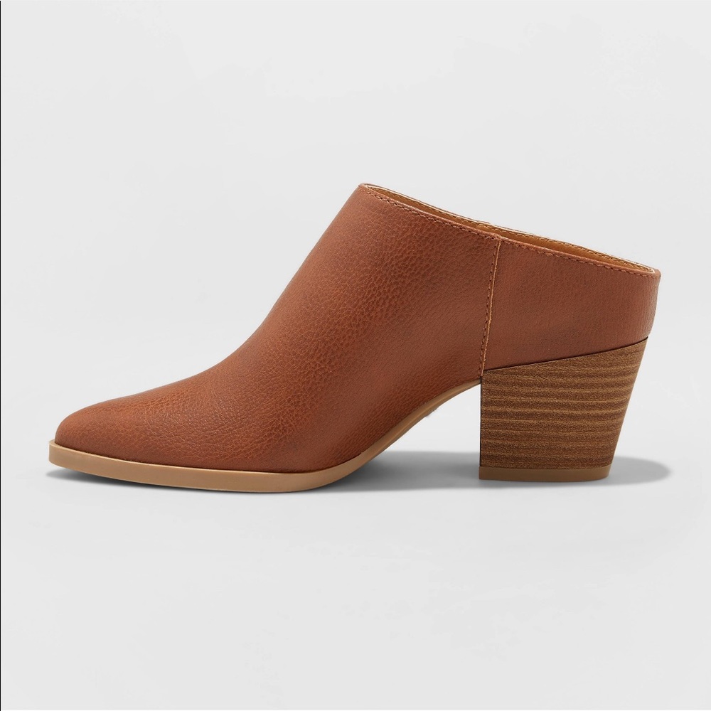 NEW Cognac Heeled Mules